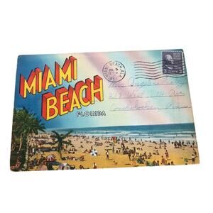 Miami Beach Florida Fold Out Postcard Vintage Postcard Souvenir